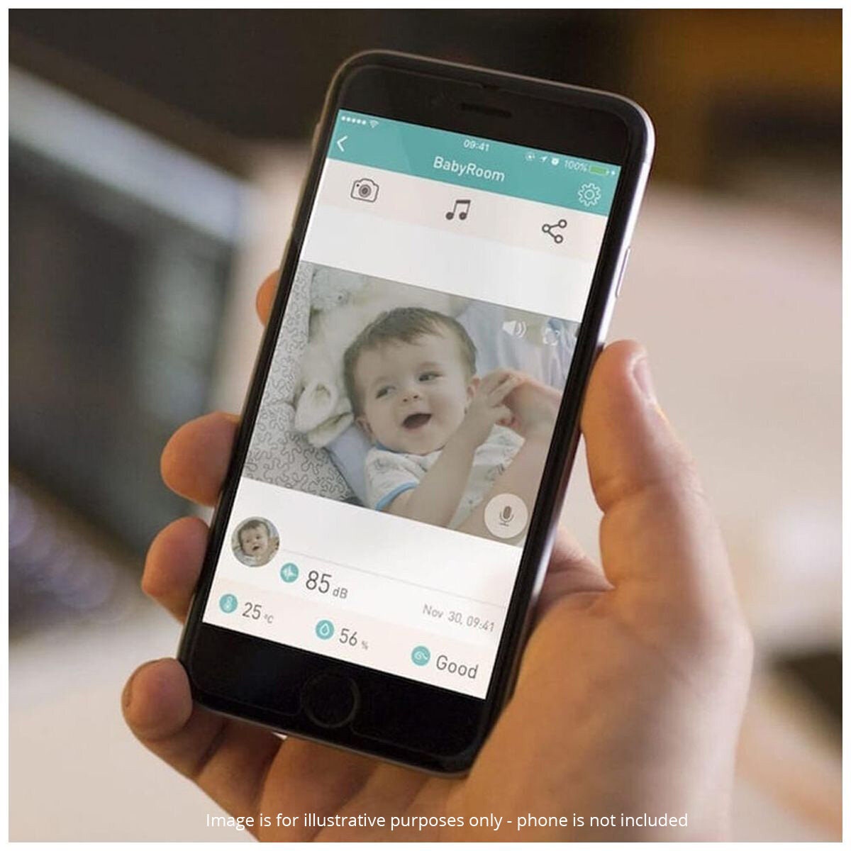 Harley Emerson Lollipop Smart Baby Monitor 720p HD - Cry Detection, Night Vision, Turquoise - AU07E40612001