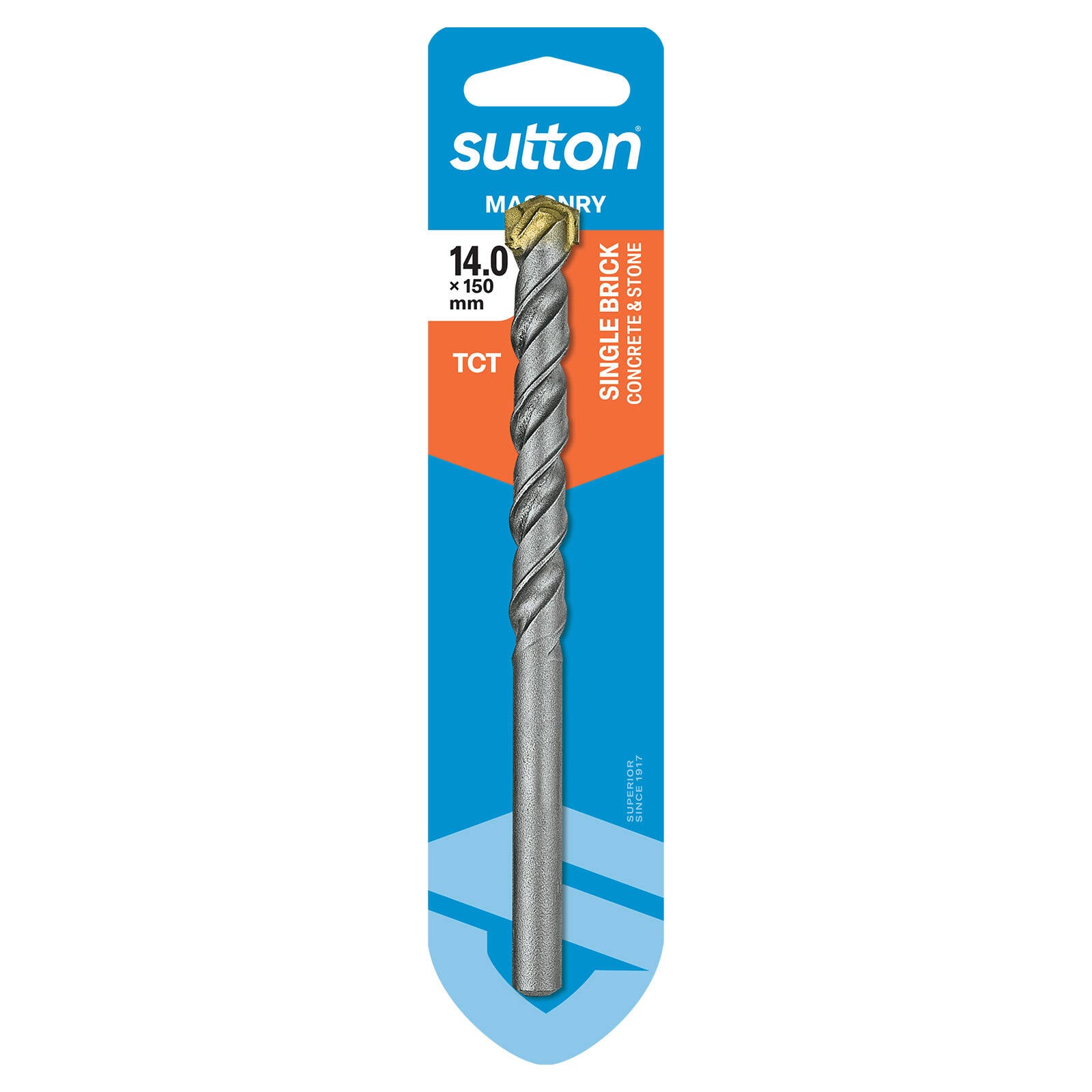 Sutton Tools 14 x 150mm SB TCT Masonry Drill Bit, Carbide Tip, Stone, Brick & Concrete