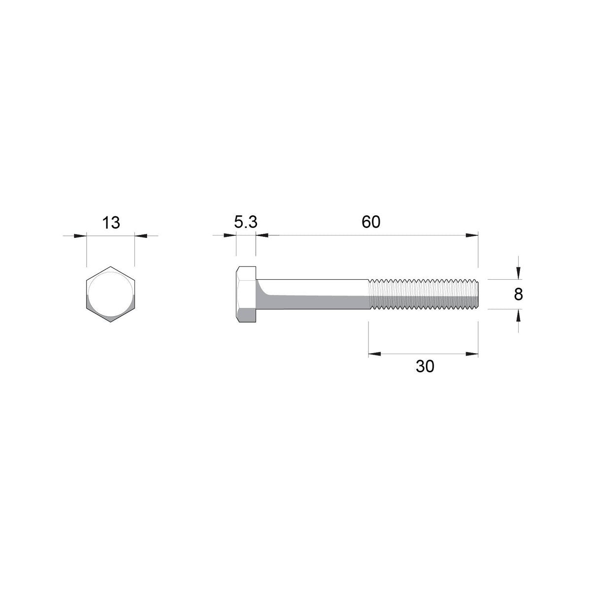 Zenith Hot Dip Galvanised Hex Head Bolts M8 x 60mm 25 Pack - SuperSaverAU - view 4