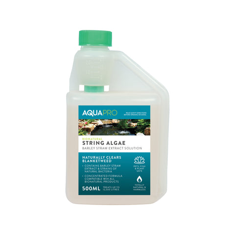 Aquapro Bionatural String Algae Barley Straw Solution 500ml Pond Treatment, Treats 12500L