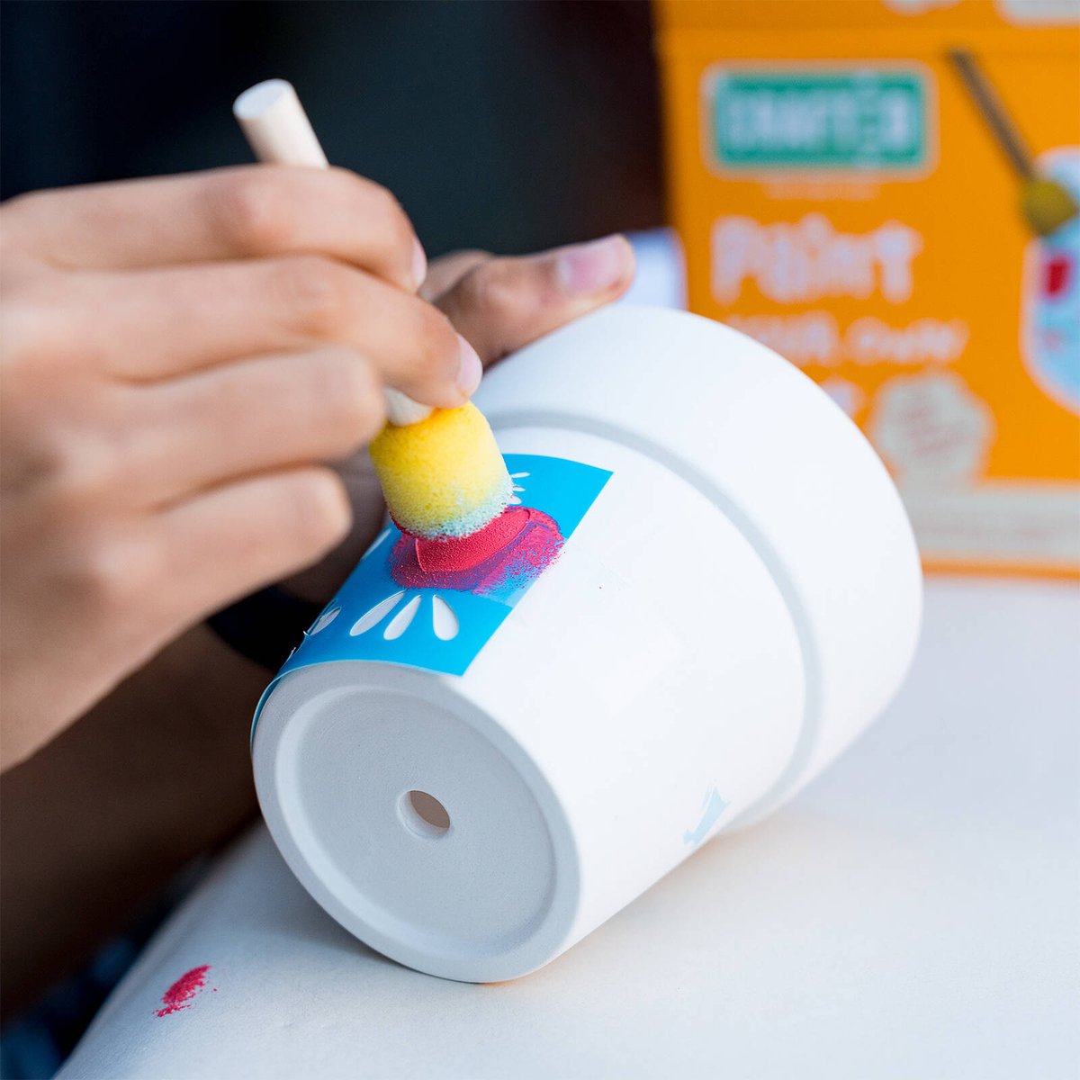 Crafted Paint Your Own Pot Kit with Fruit & Flower Stencil