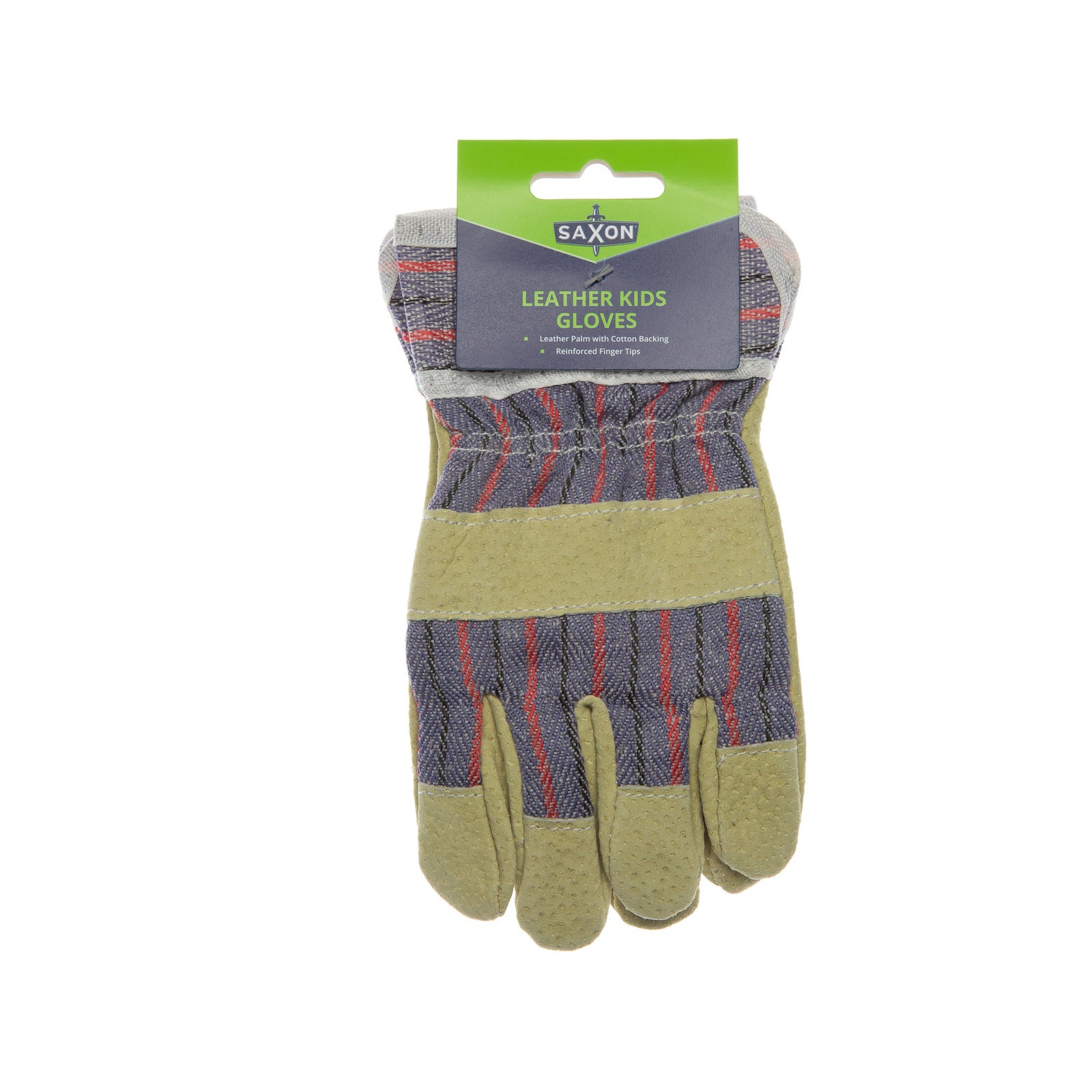 Saxon Kids Leather Garden Gloves - Split Leather & Cotton