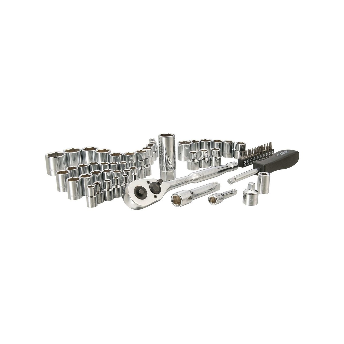 Stanley 60 Piece 1/4" and 3/8" Drive Socket Set, Ratcheting with Case