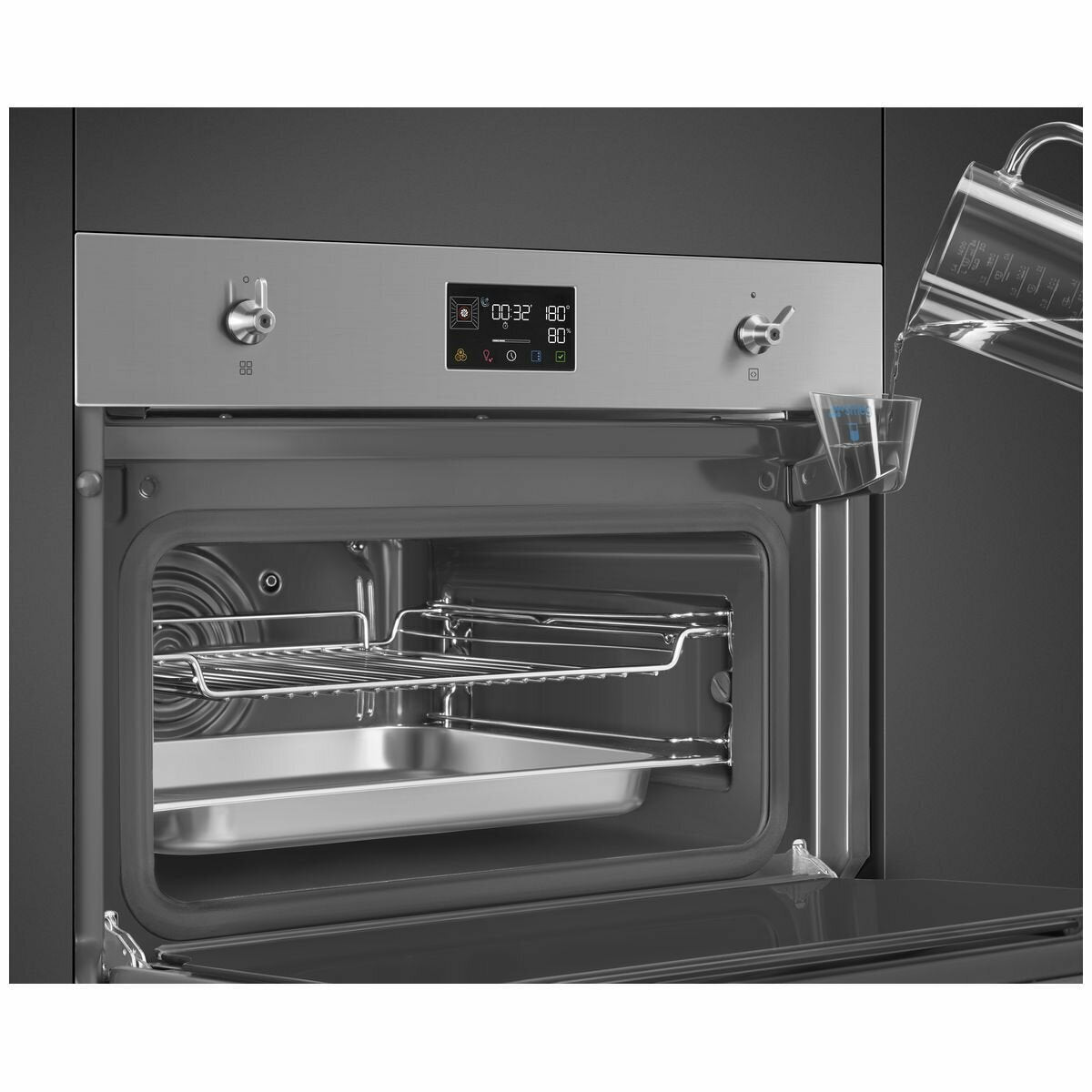 Smeg Compact Classic Steam 100 Oven - 40L Net, Stainless Steel, Combi Steam, Air Fry - SOA4302S3X