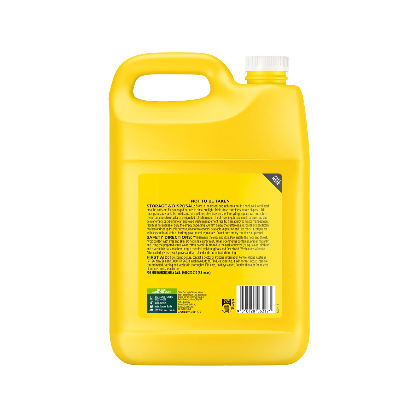 Yates Zero Triple Strike Professional Weedkiller Concentrate 5L, Non-Selective Systemic