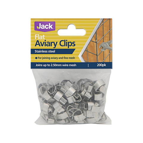 Jack Stainless Steel Flat Aviary Clips 15 x 8mm - 200 Pack