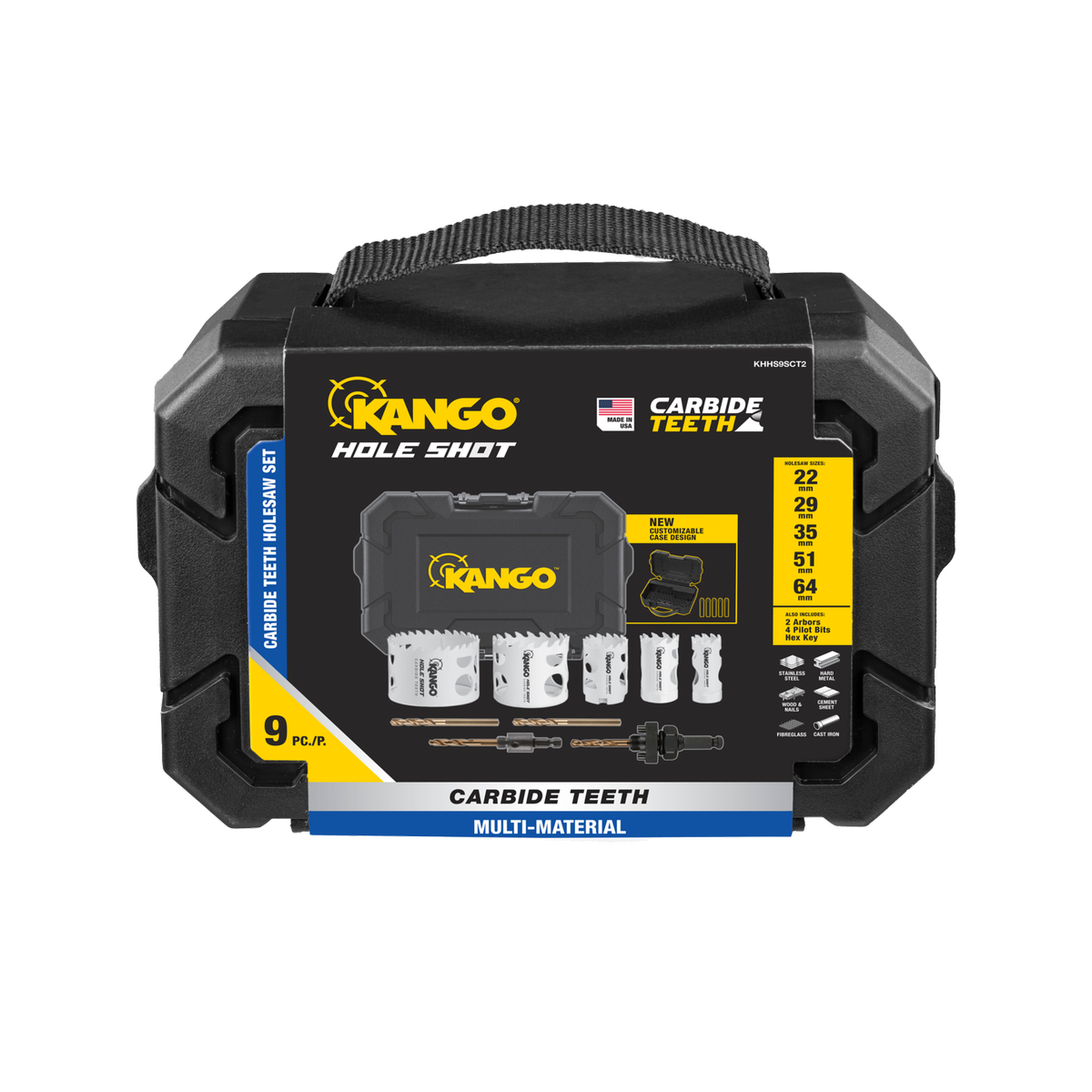 Kango Hole Shot 9 Piece Carbide Teeth Hole Saw Set - 228mm x 238mm - Durable Cutting Tools - SuperSaverAU - view 1