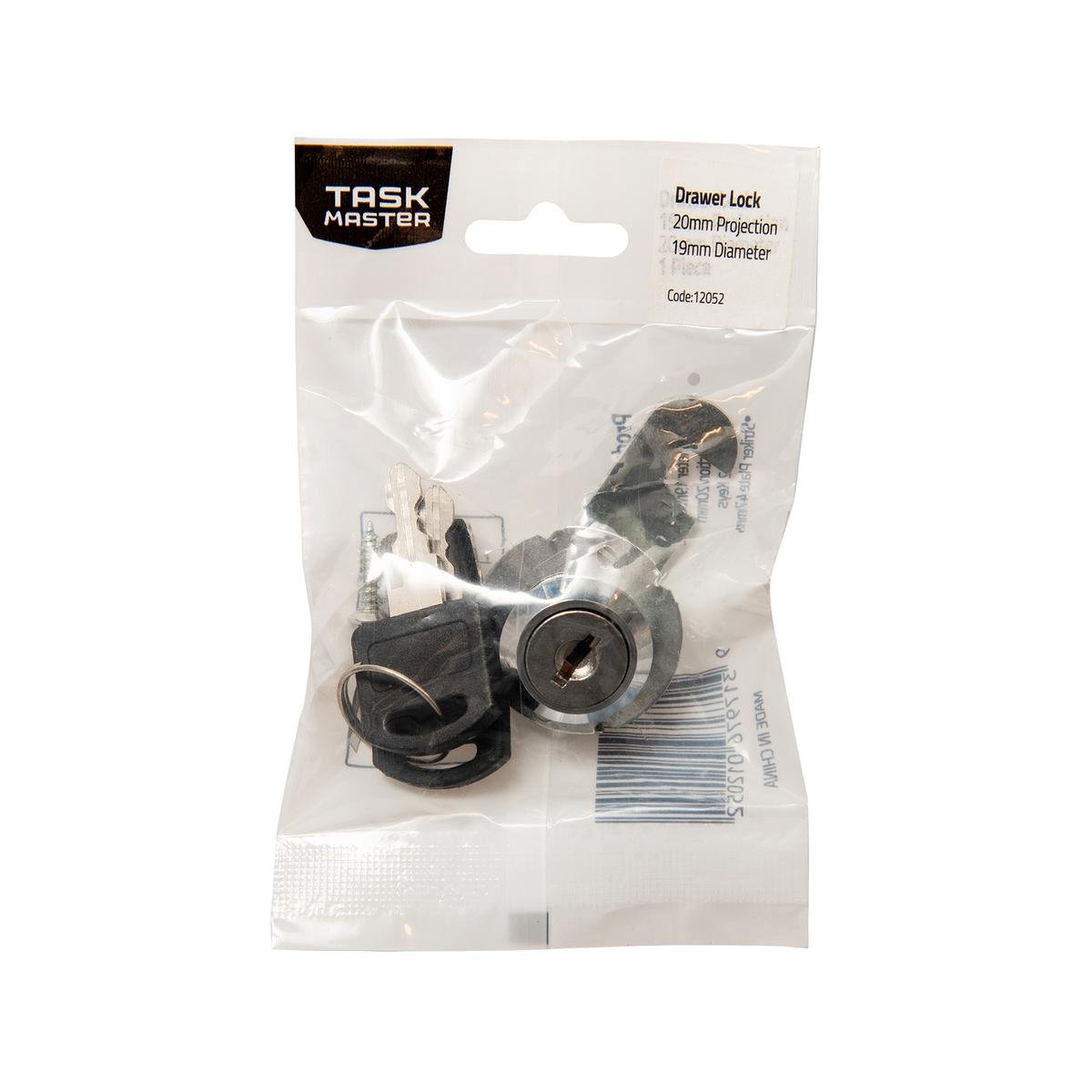 Taskmaster Drawer Lock - 19 x 20mm - Includes 2 Keys - Cabinet Security - SuperSaverAU - view 1