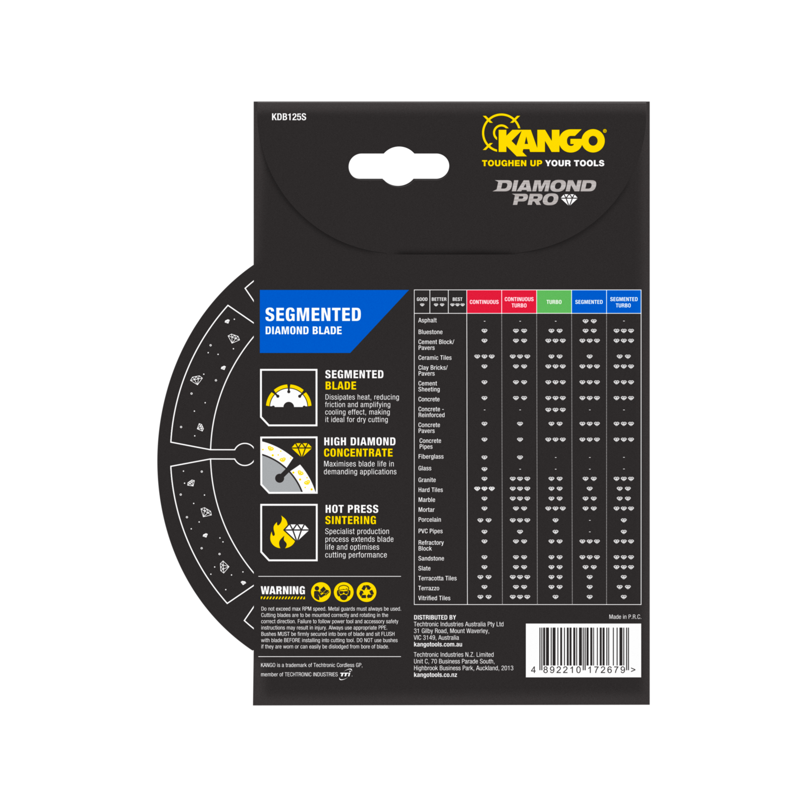 Kango 125mm Segmented Diamond Saw Blade KDB125S