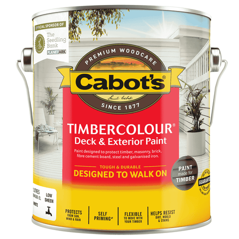Cabot's 2L White Timbercolour Deck & Exterior Paint, Water-Based Self-Priming UV Resistant