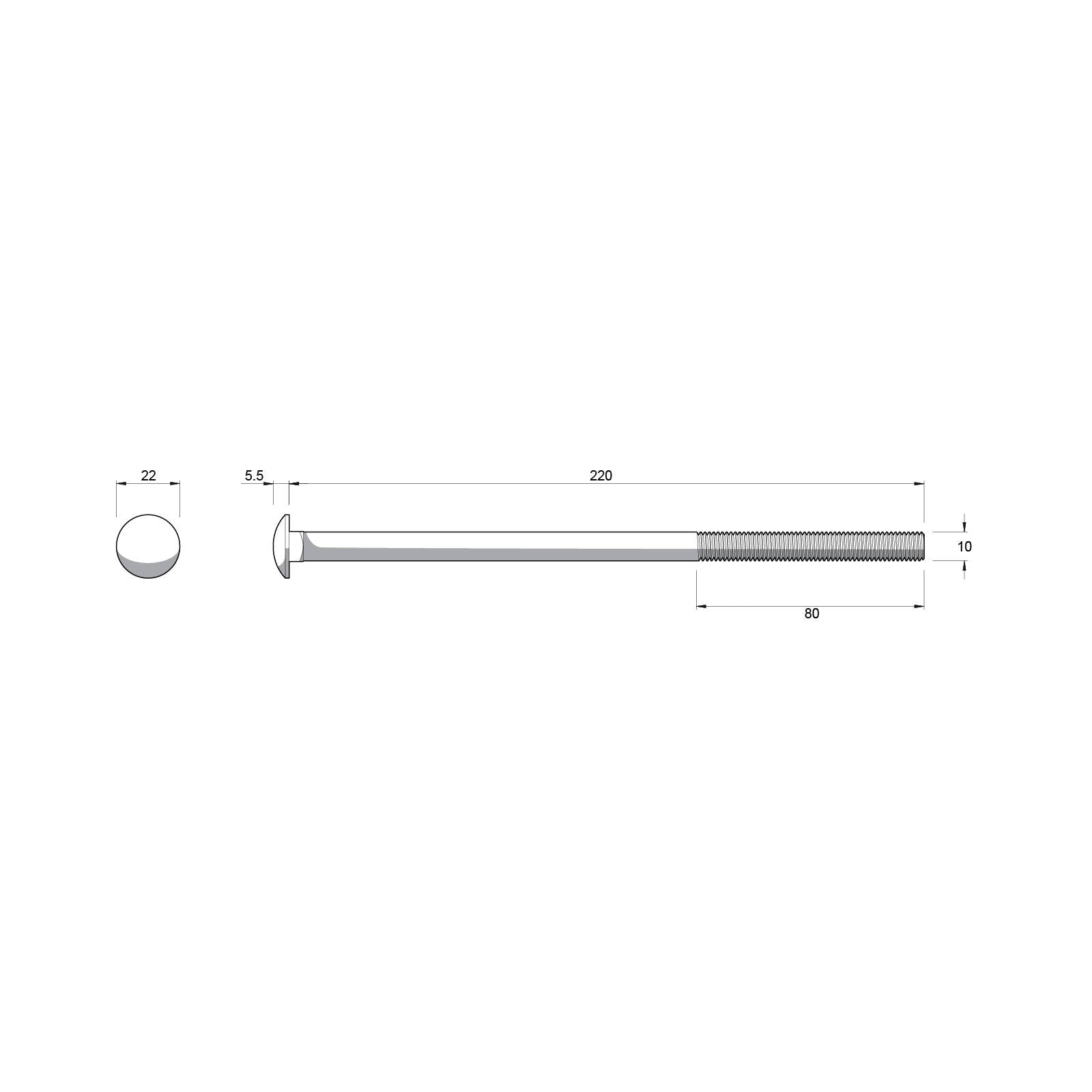 Zenith M10 x 220mm Hot Dip Galvanised Cup Head Bolt & Nut - 4.6 Grade Steel