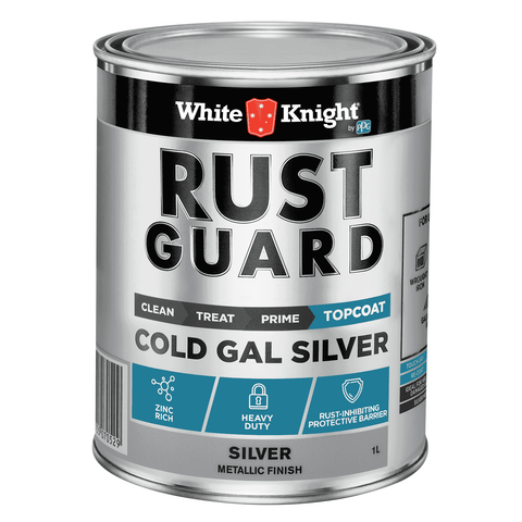 White Knight Rust Guard 1L Silver Cold Gal Solvent Primer Paint