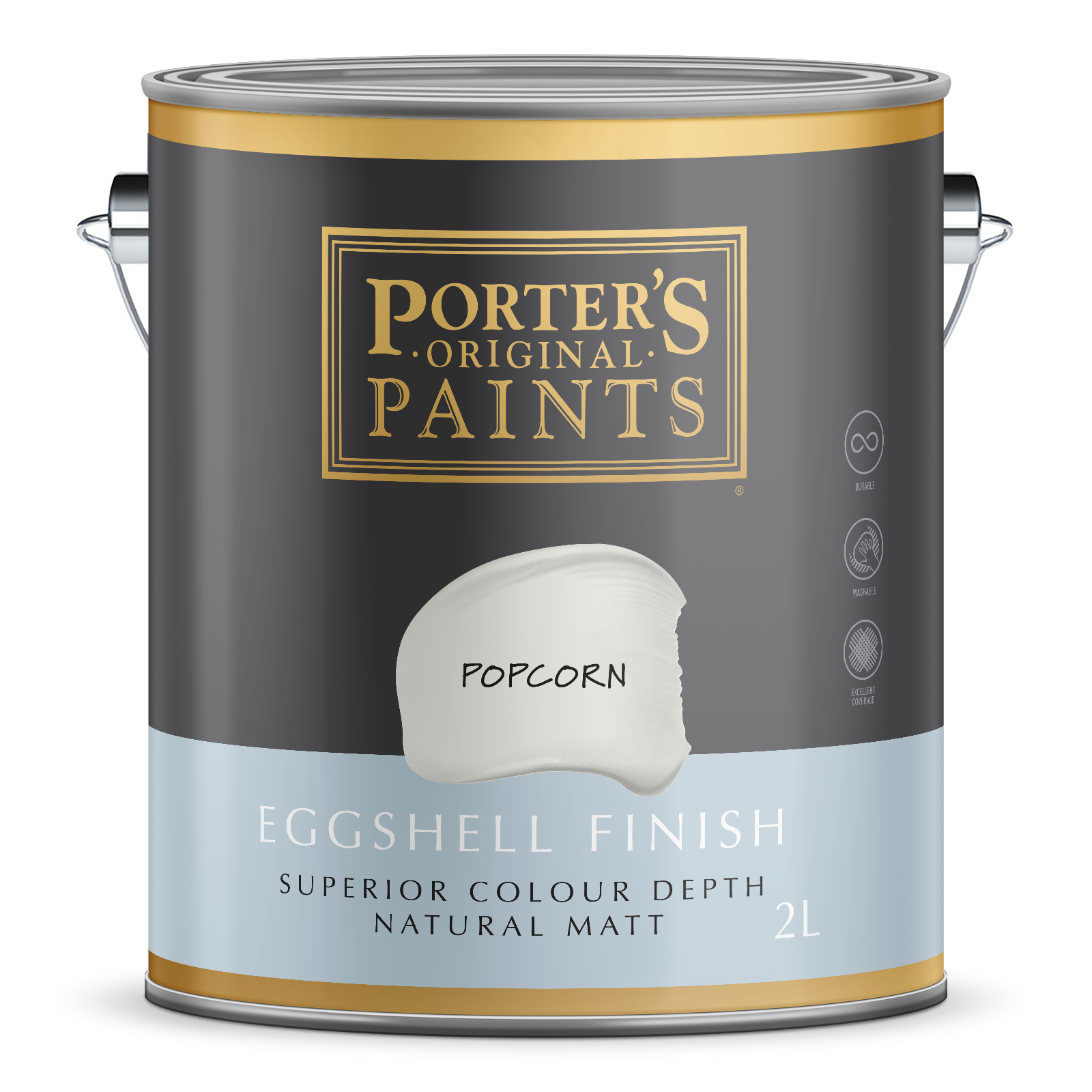 Porter's Paints Broadwall 2L Popcorn Eggshell Washable Wall Paint