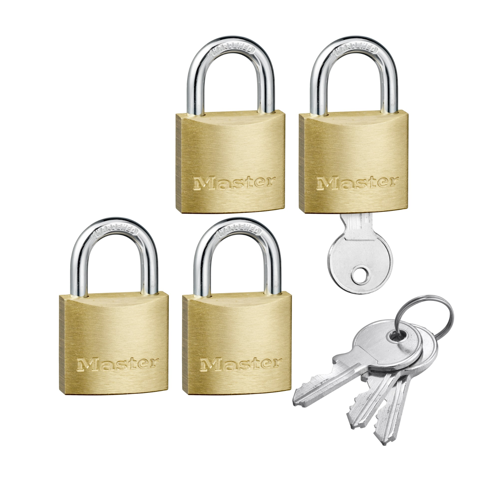 Master Lock 30mm Solid Brass Keyed Padlock - 4 Pack