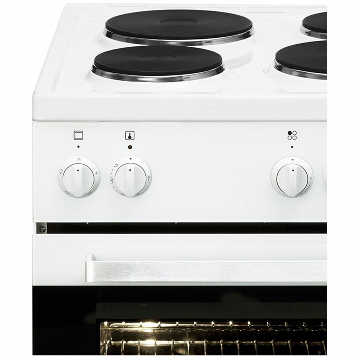 Artusi 54cm Electric Freestanding Oven - 65L, Solid Hotplates, Triple-Glazed Door, White - AFE544W