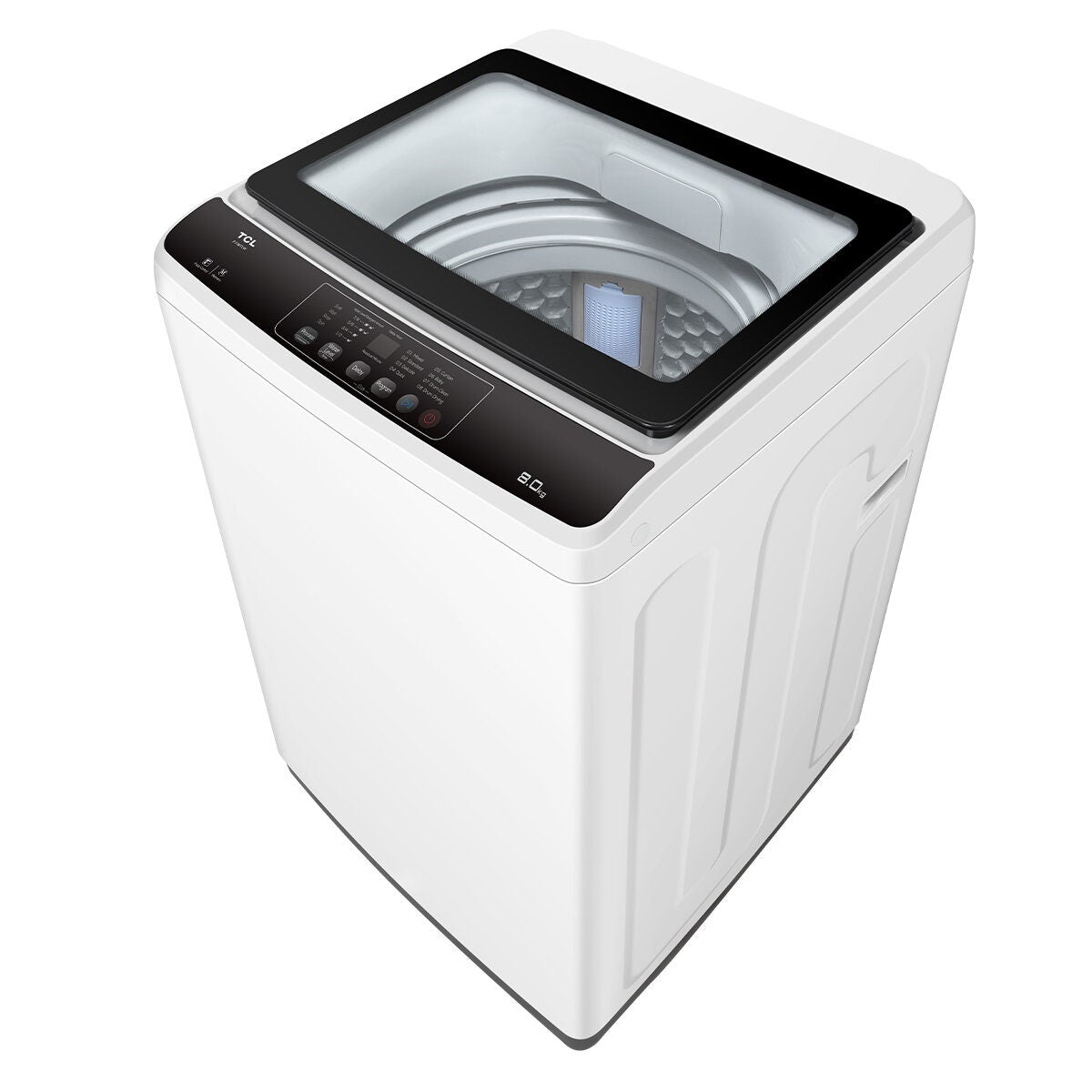 TCL 8kg Top Load Washing Machine - White, Direct Drive Motor, Soft-Close Glass Lid, Fuzzy Logic - F708TLW