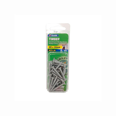 Zenith Galvanised Button Head Stiching Timber Screws 8g x 30mm - 25 Pack - Durable - SuperSaverAU - view 1