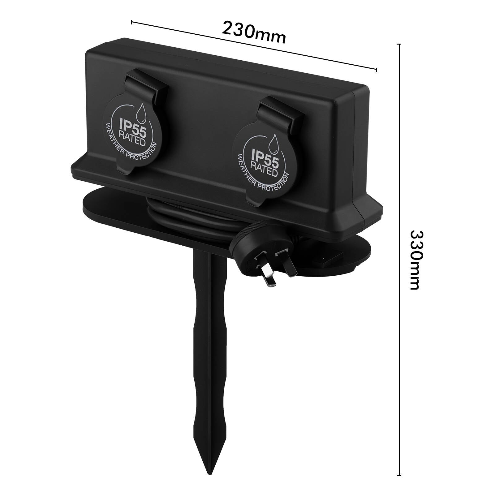 Arlec 2 Outlet Outdoor Powerboard with Garden Stake 230V 1.8m PB32B-G