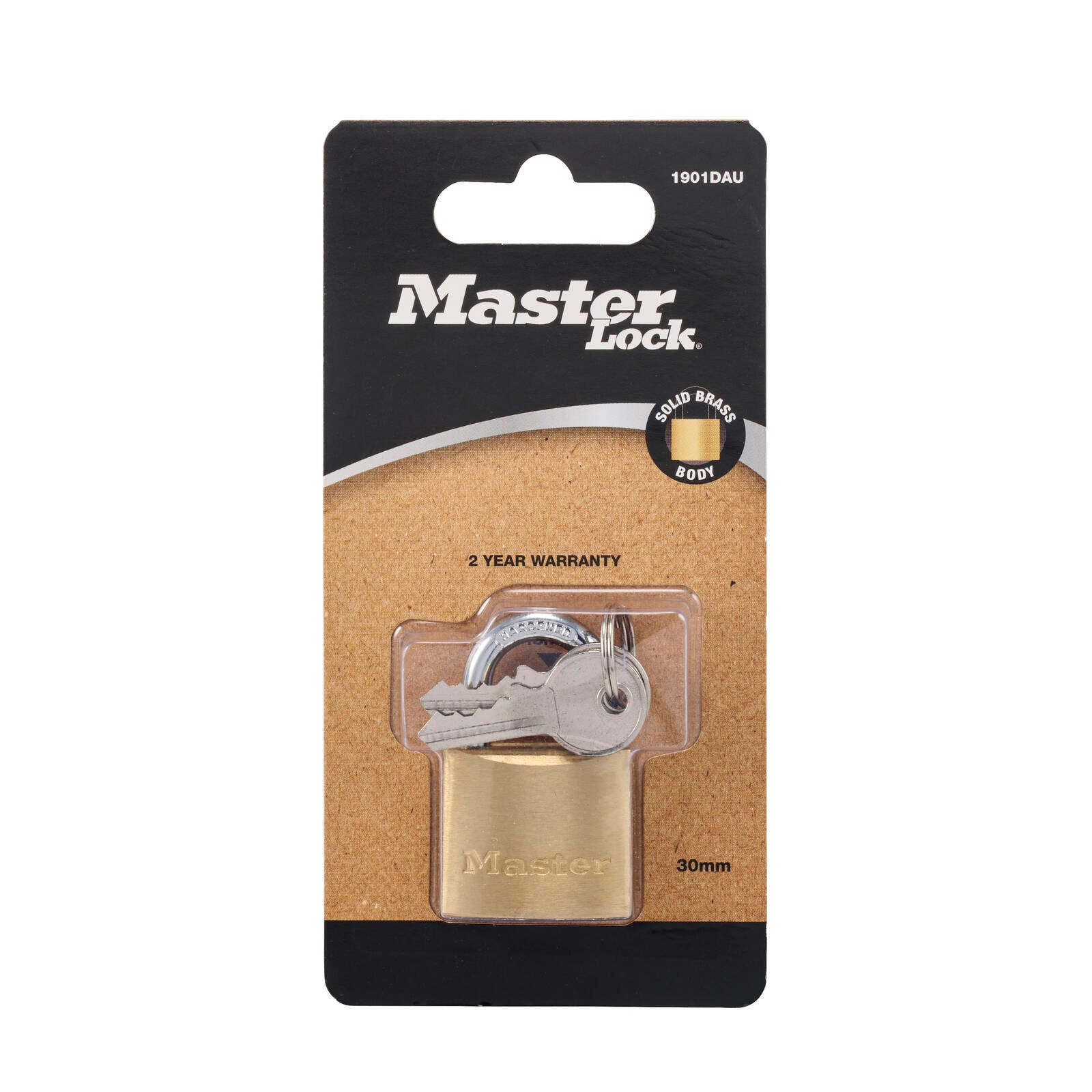 Master Lock 30mm Solid Brass Keyed Padlock, Hardened Steel Shackle, Pin Cylinder