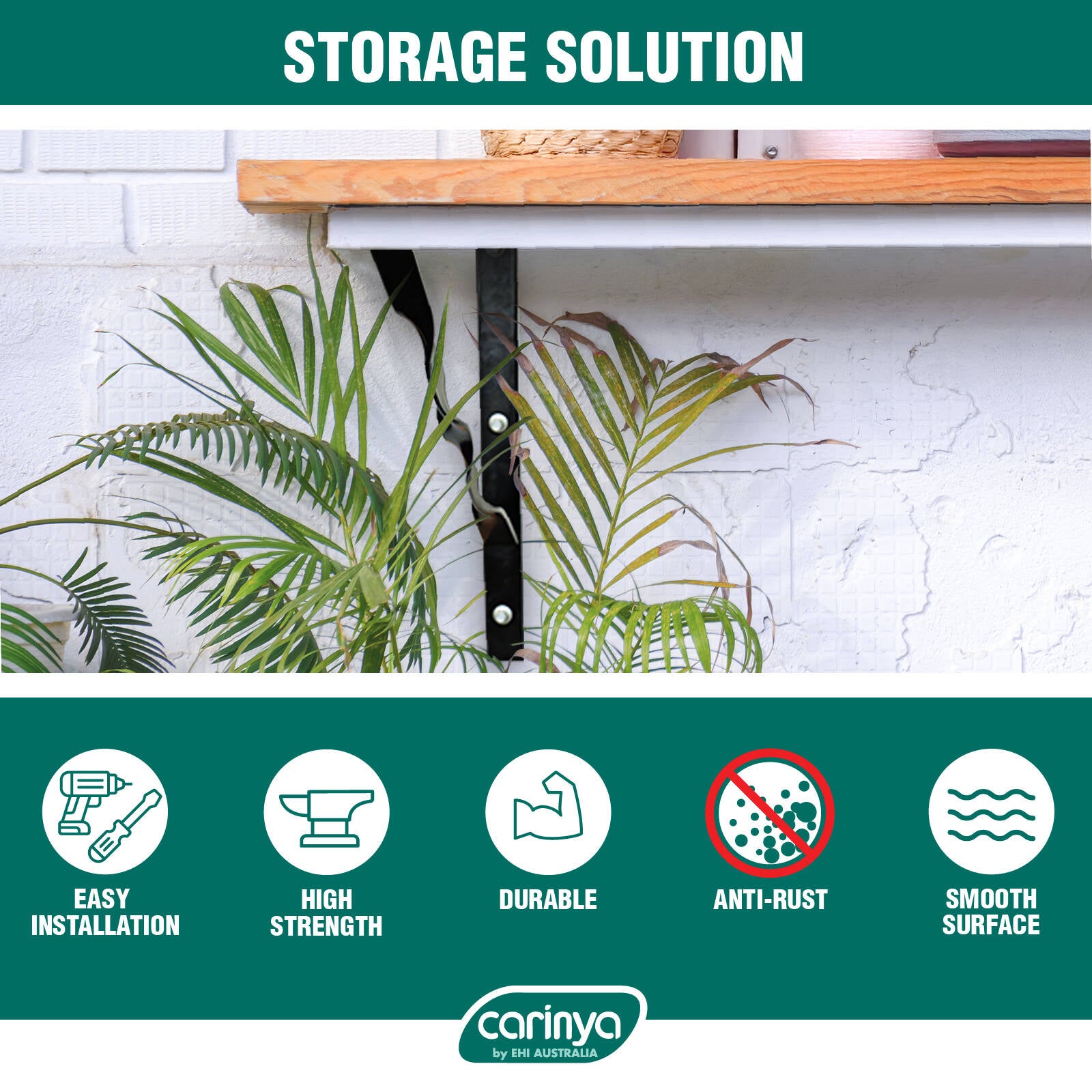 Carinya 350 x 350mm Galvanised Heavy Duty Brace Stay Bracket, 500kg Capacity, Indoor/Outdoor