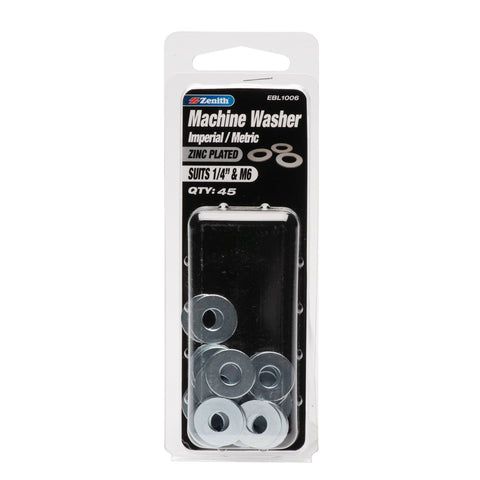 Zenith 1/4" M6 Zinc Plated Steel Machine Washers - 46 Pack