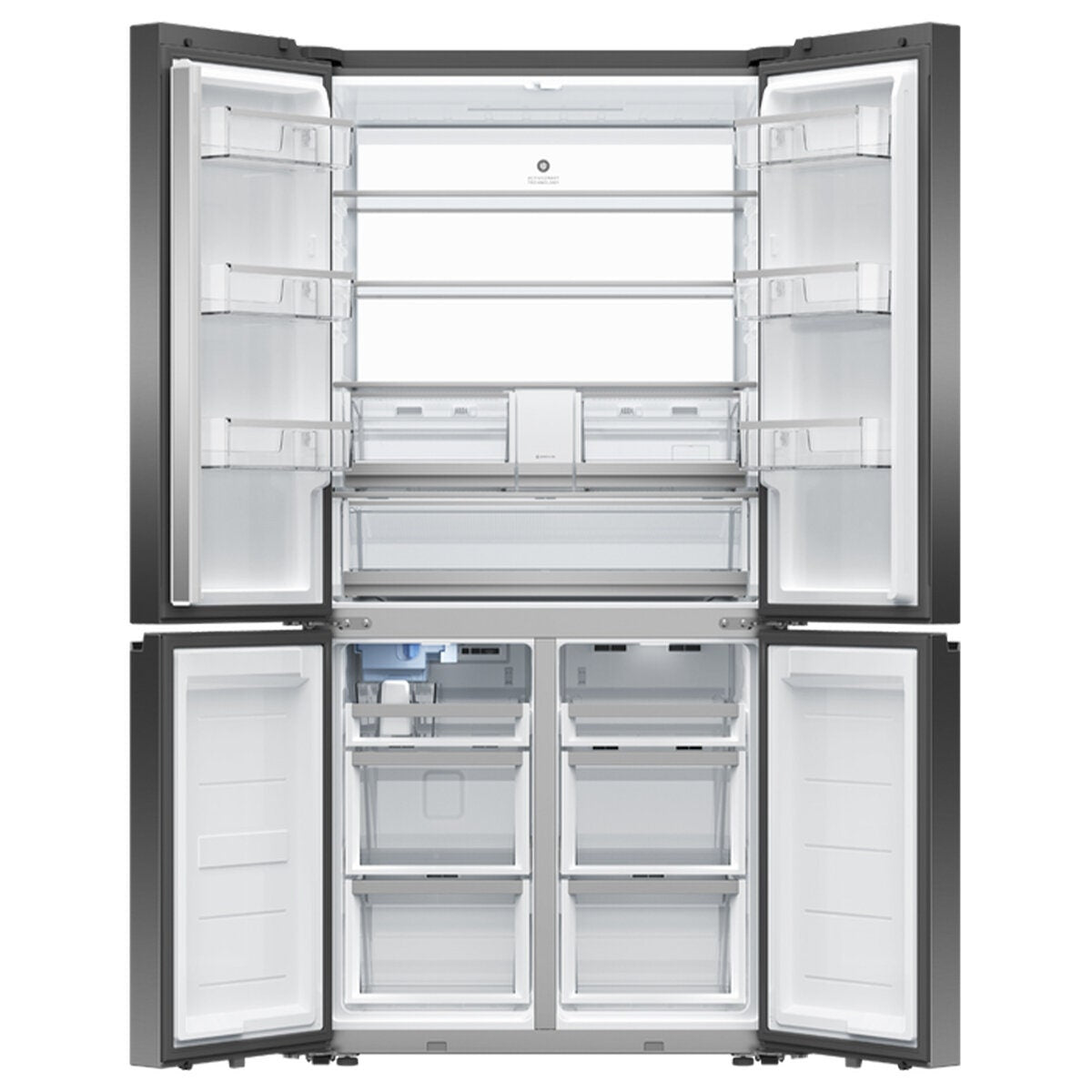 Fisher & Paykel Series 7 690L Quad Door Fridge - Black Stainless Steel - Ice and Water - RF730QNUVB1