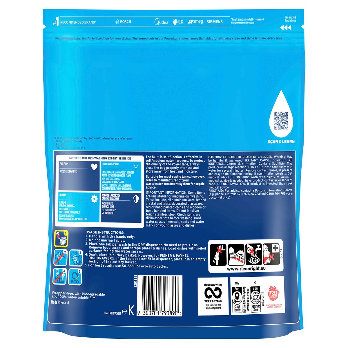 Finish Power Lemon Dishwashing Tablets 40 Pack - Tough on Grease - 0.75kg - SuperSaverAU - view 2