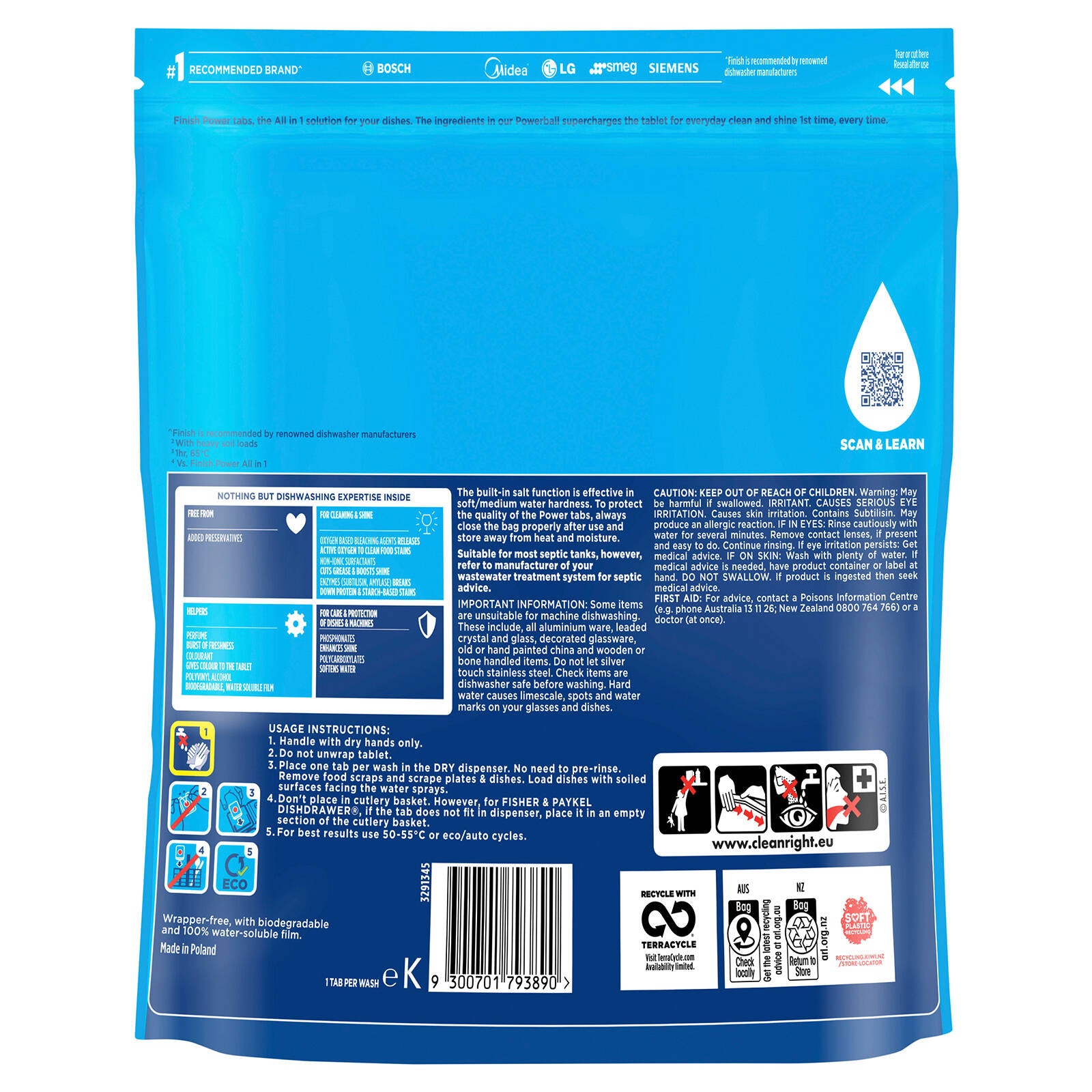 Finish Power Lemon Dishwasher Tablets 40 Pack, All-in-One No Pre-Rinse