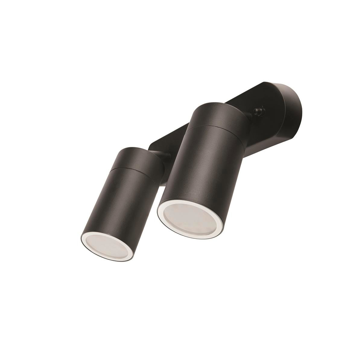 Brilliant Lighting Coolum Twin Black Outdoor Wall Light GU10 Stainless Steel 240V 19837/06