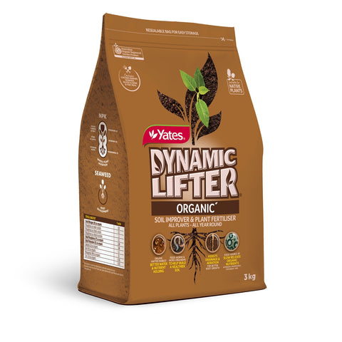 Yates 3kg Dynamic Lifter Organic Soil Improver & Plant Fertiliser Pellets for All Plants