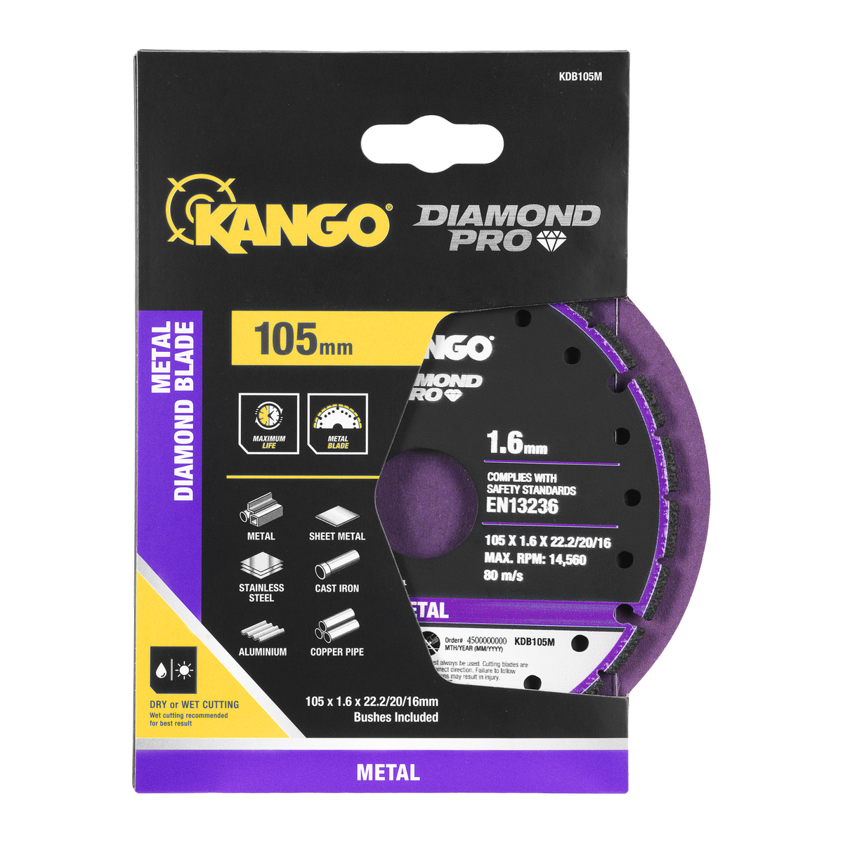 Kango 105mm Metal Diamond Blade - Cutting Sheet Metal, Stainless Steel, Copper, Aluminium - High Efficiency, Durable - SuperSaverAU - view 1