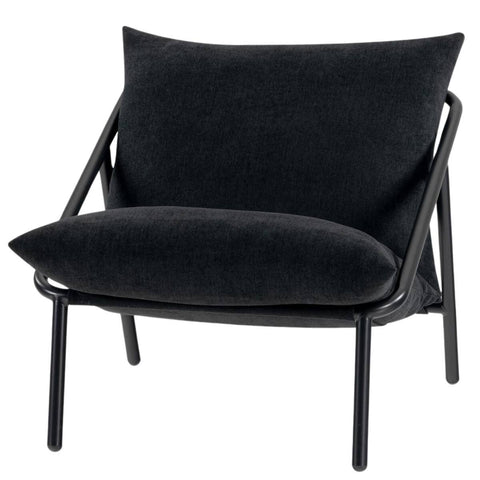Zinus Sling Accent Chair - Black Fabric, Steel Frame and Shredded Foam Padding - AU-USHSL2ZC-31B