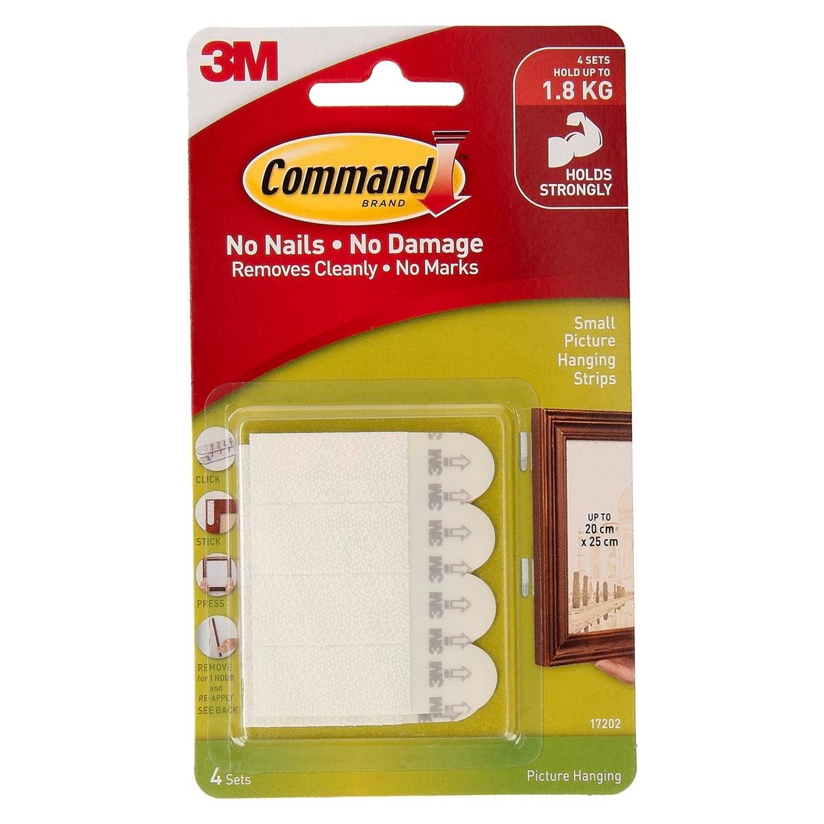 Command Small Picture Hanging Strips - 4 Pack - White - Damage-Free - SuperSaverAU - view 1