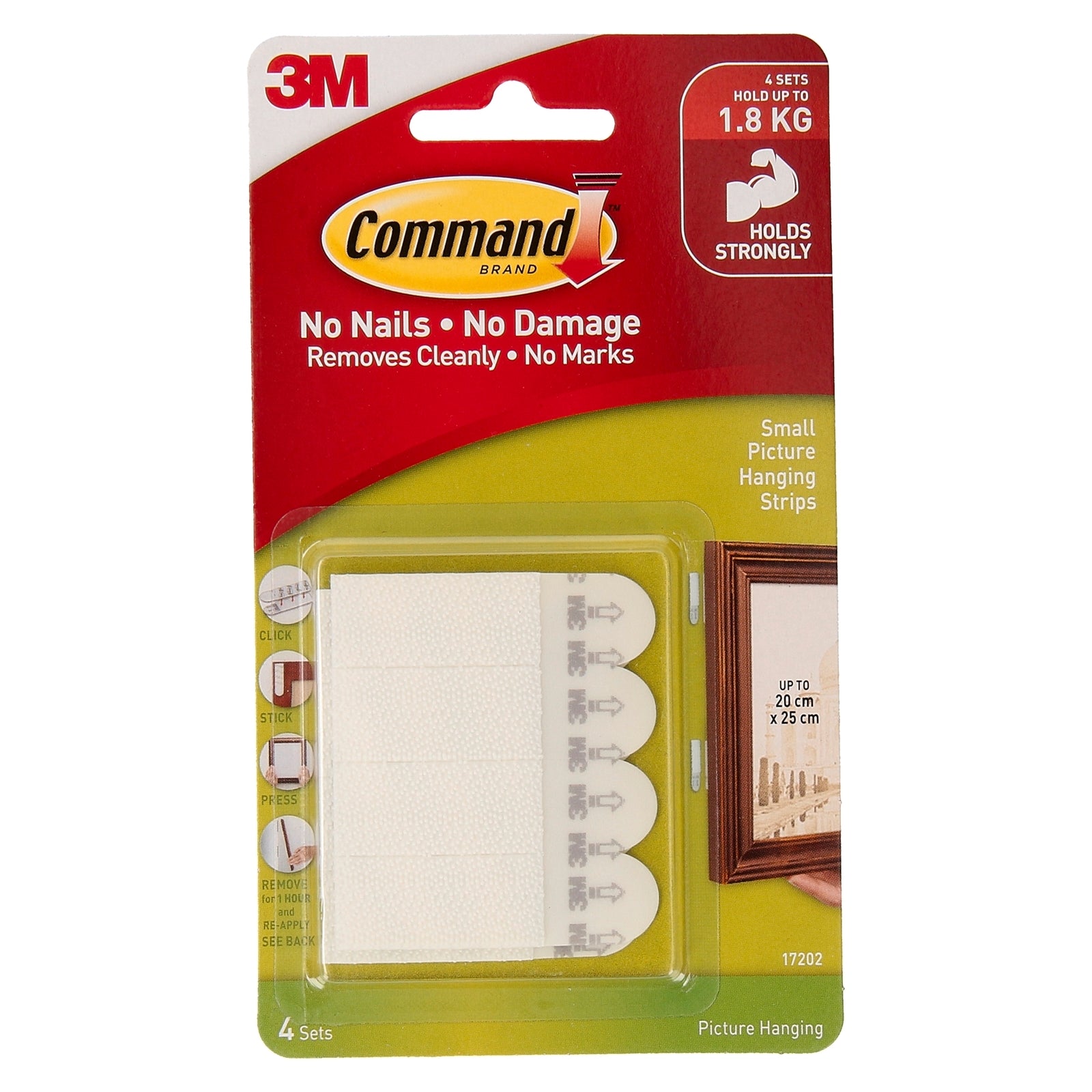 Command Small White Adhesive Picture Hanging Strips, 4 Pack