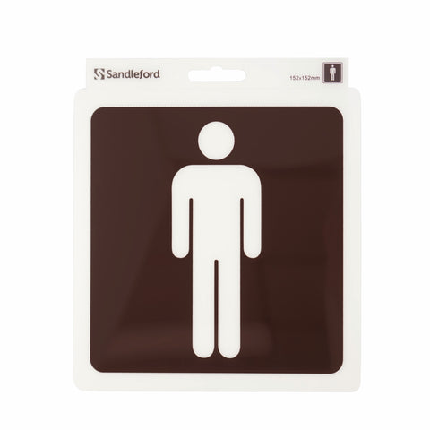 Sandleford 152mm Mens Symbol Brown Self Adhesive Sign Weather Resistant