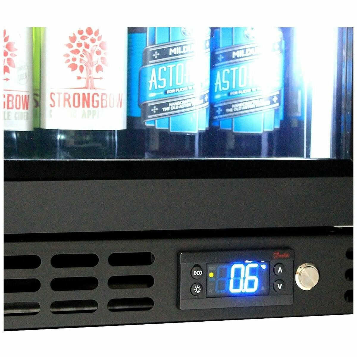 Schmick 140L Glass Door Under Bench Bar Fridge - Matte Black, 9 Star, Triple Glazed - SK156R-B