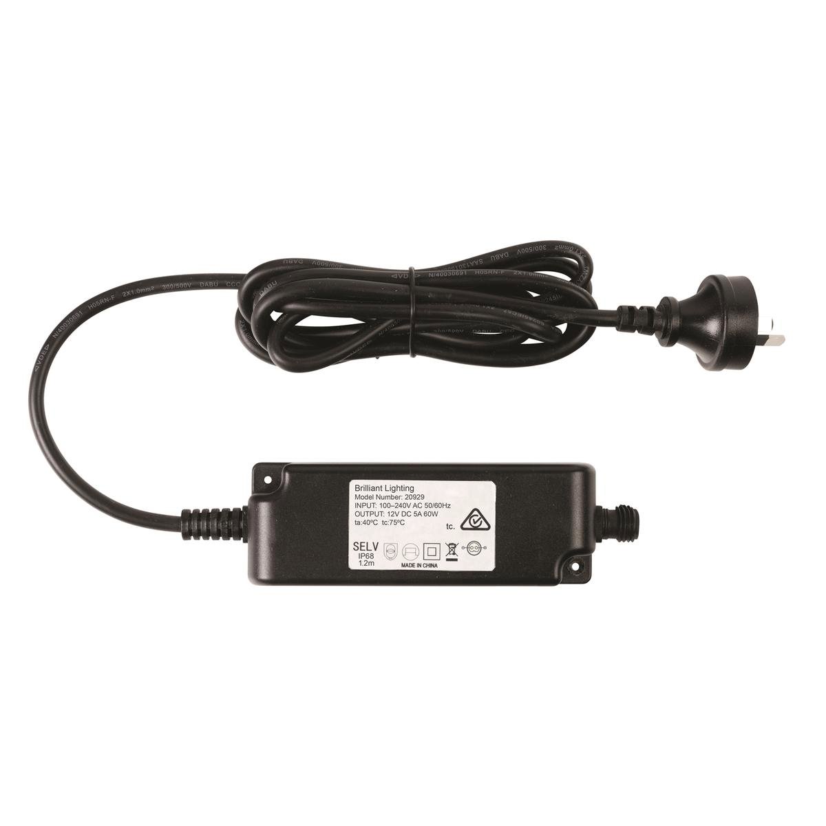 Brilliant 12V 60W Black DC LED Garden Light Transformer 20929/06