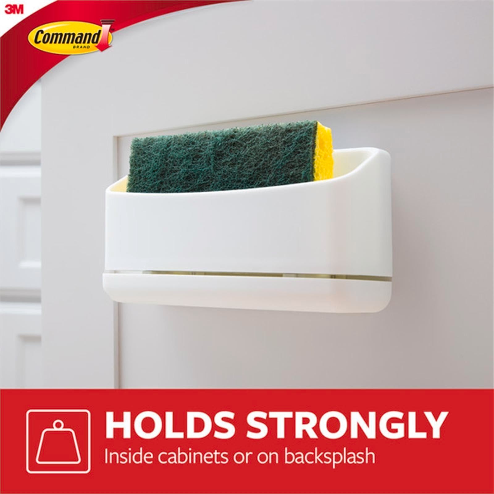 Command White Plastic Self Adhesive Under Sink Sponge Caddy