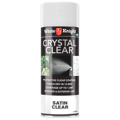 White Knight Crystal Clear Solvent-Based Acrylic Spray Paint Clear Satin 310g