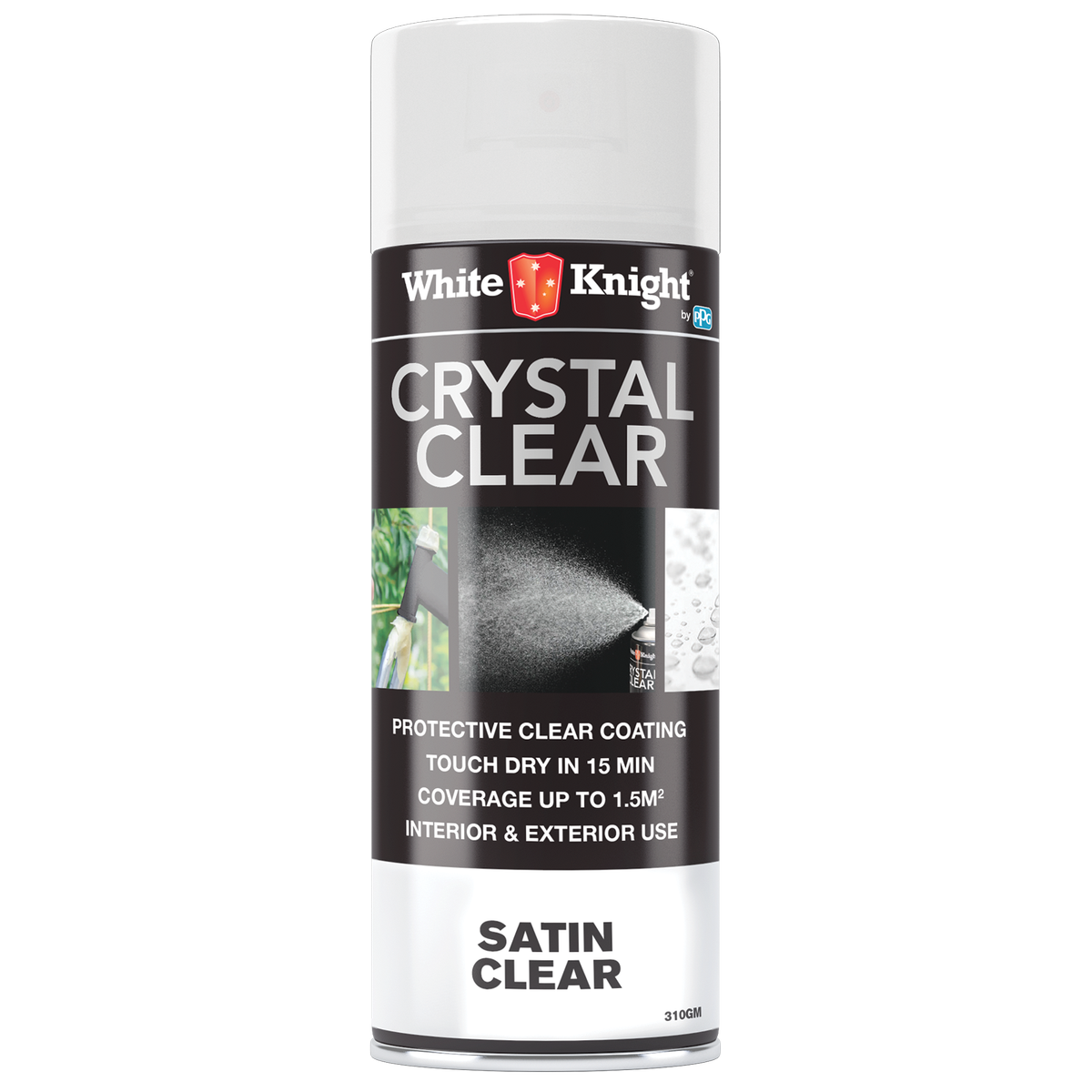 White Knight Crystal Clear Solvent-Based Acrylic Spray Paint Clear Satin 310g