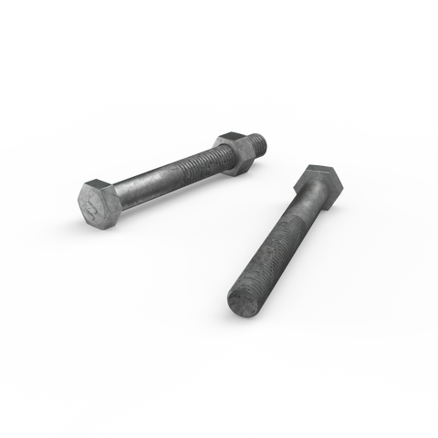 Zenith M12 x 100mm Hot Dip Galvanised Hex Head Bolt & Nut - 4.6 Grade Steel