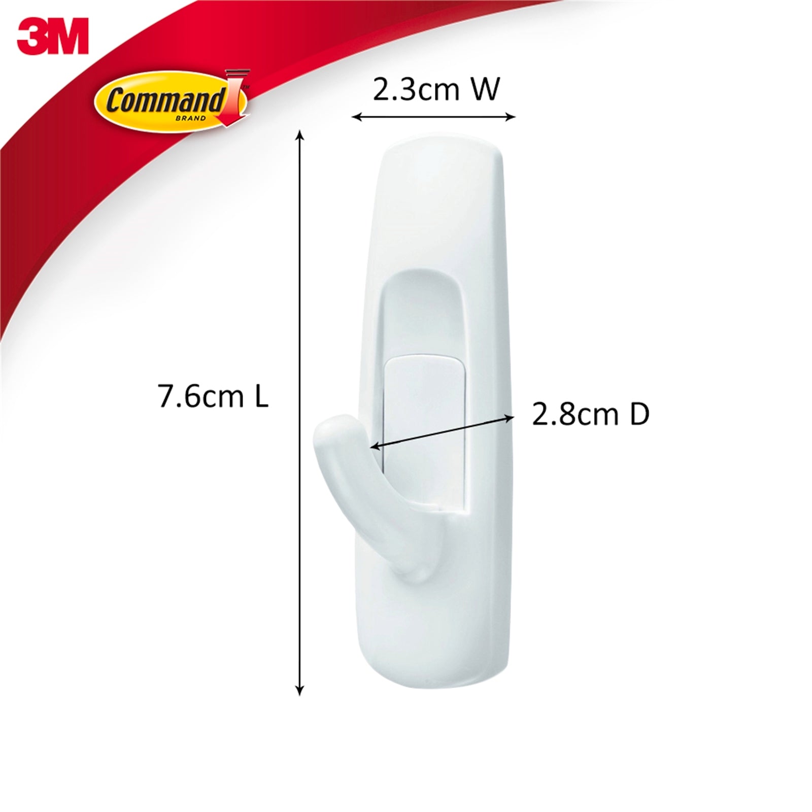 Command Medium White Plastic Adhesive Wall Hooks 6 Pack 1.3kg