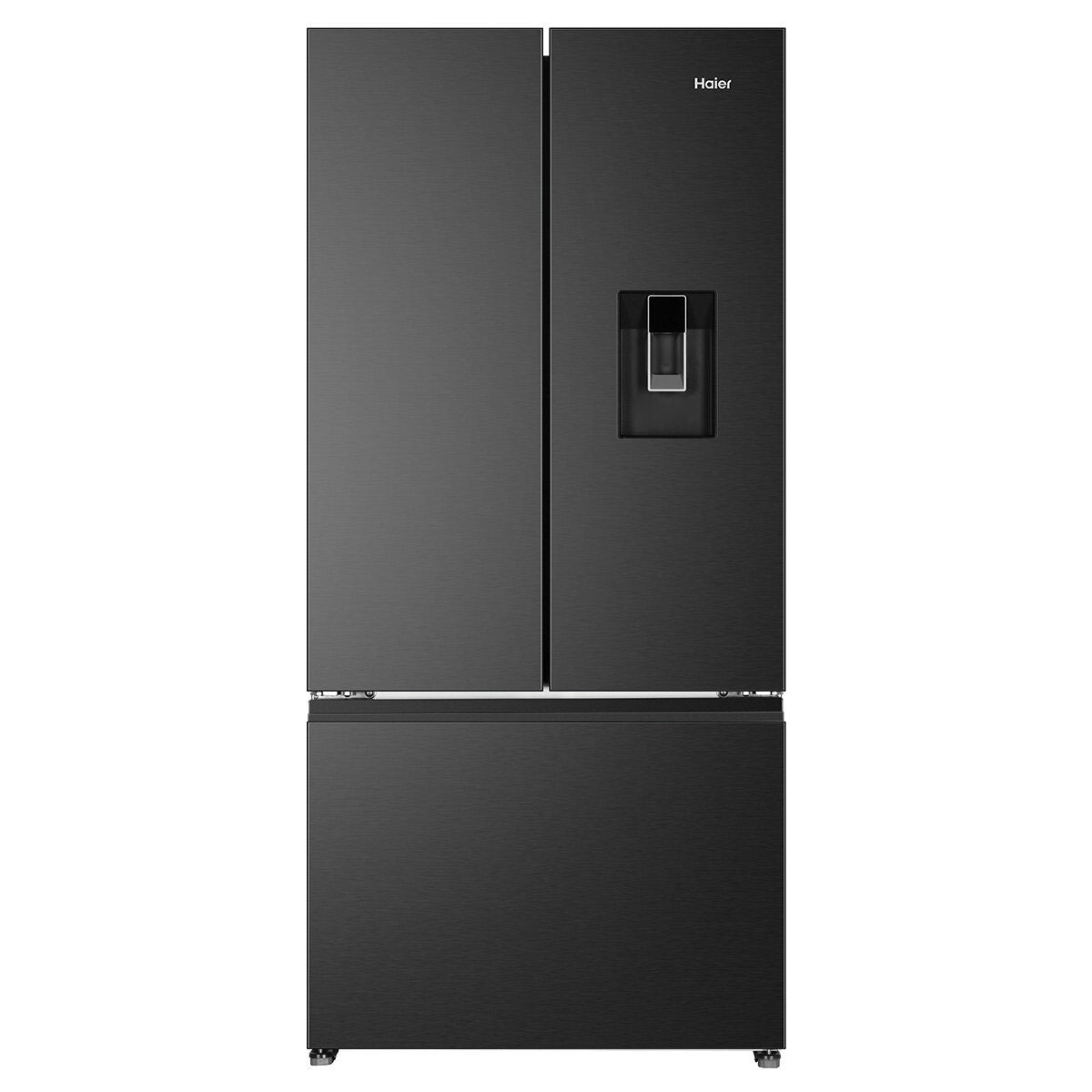 Haier 509L French Door Fridge - Black - Non-Plumbed Water Dispenser - 5 Star Energy - HRF510FHC