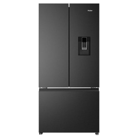 Haier 509L French Door Fridge - Black - Non-Plumbed Water Dispenser - 5 Star Energy - HRF510FHC