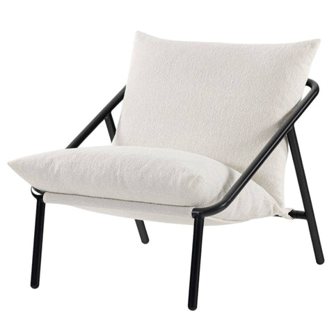 Zinus Sling Accent Chair - White Fabric, Steel Frame and Shredded Foam Padding - AU-USHSL2ZC-31E