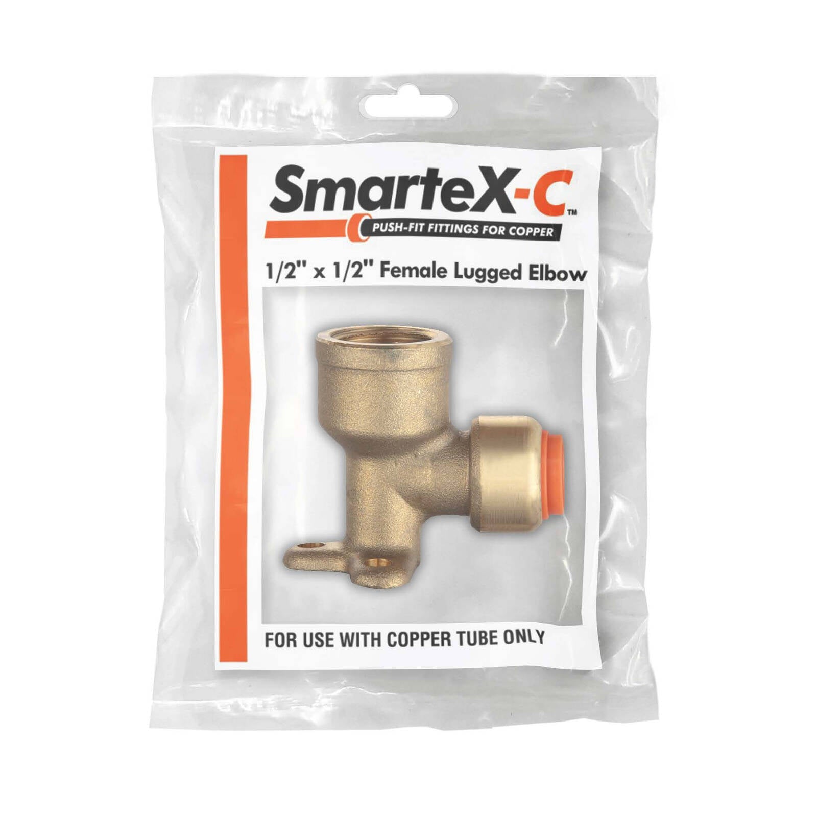 SmarteX-COPPER 15 x 15mm Female Lugged Elbow, Lead Free Brass Push-Fit