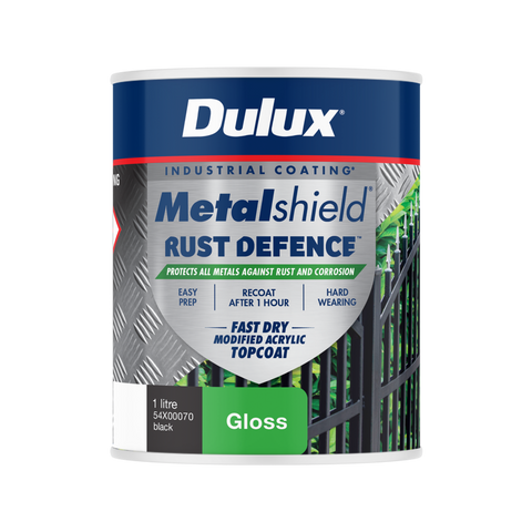 Dulux Metalshield 1L Black Gloss Rust Defence Enamel