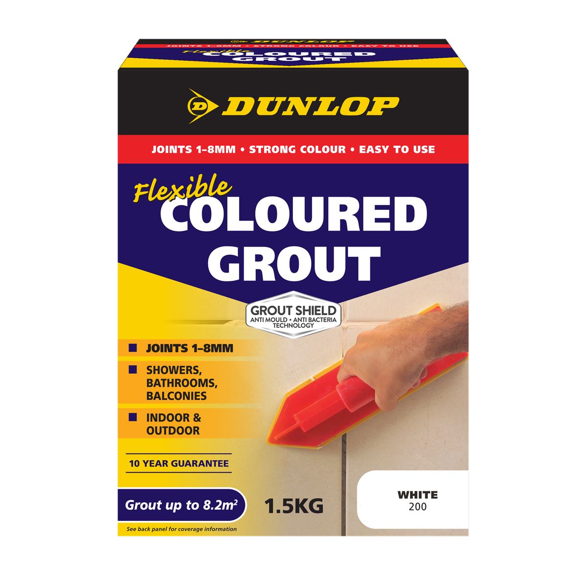 Dunlop Flexible Coloured Grout 1.5kg White - Mould Resistant Wall & Floor Tile Grout