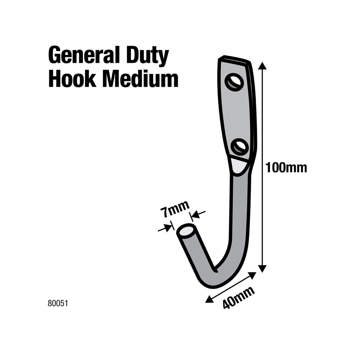 Everhang J Bolt Hook - 105mm - Steel - Garage Storage - SuperSaverAU - view 2