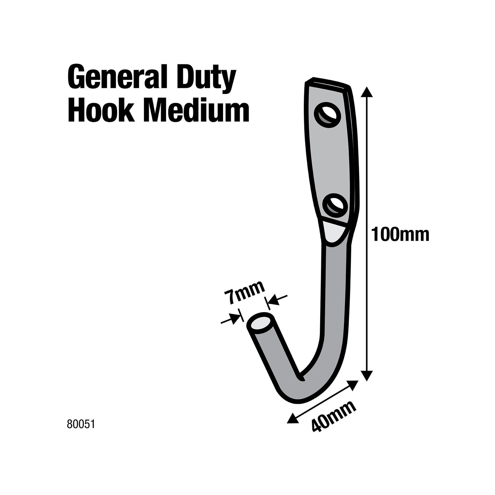 Everhang Medium Zinc Plated General Duty Steel J Bolt Hook